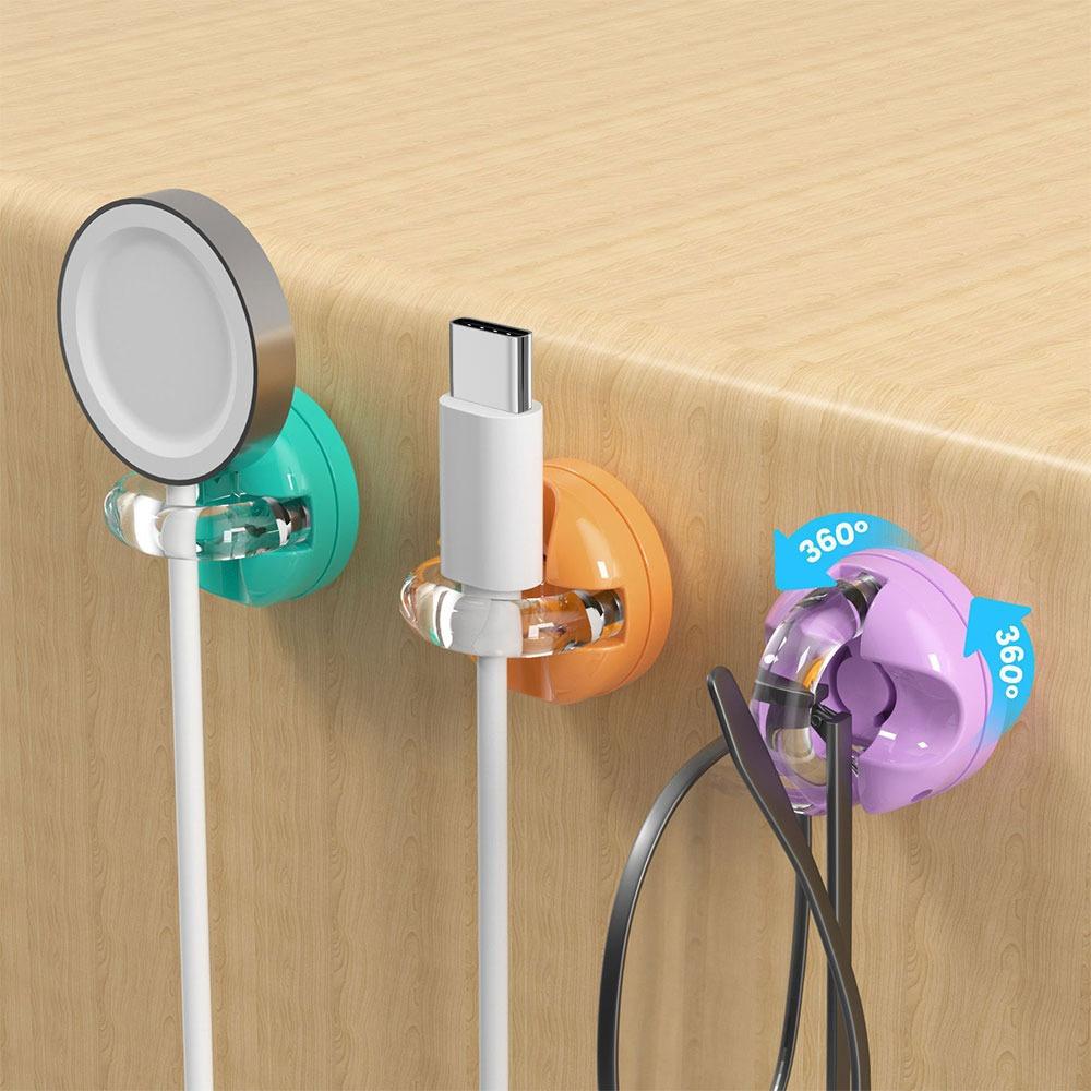 3pcs Magnetic Desktop Cable Organizer Rotatable Self-Adhesive Power Cord Storage Multi-functional Cable Holder Cable Management