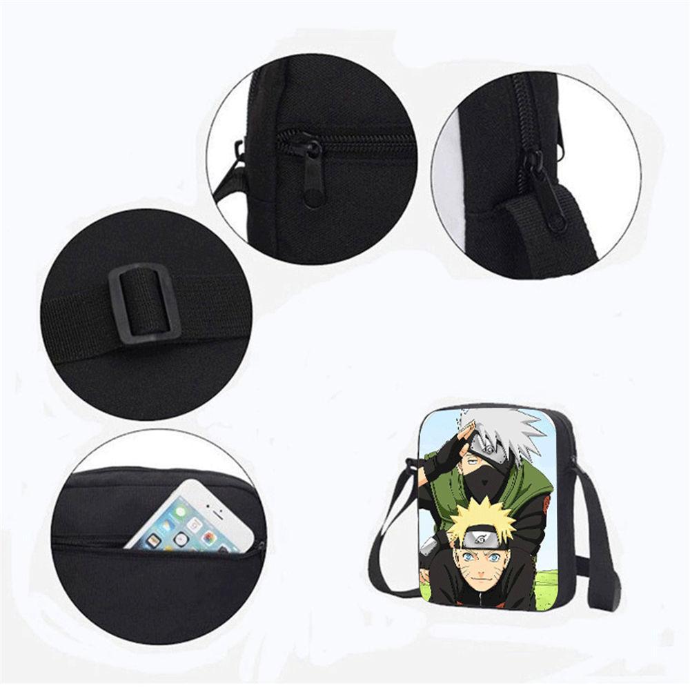 Cartoon Adjustable Straps NARUTO Shoulder Bags Light Weight Crossbody Bags For Boys & Girls Age 6-10, Secure Zipper Closure.