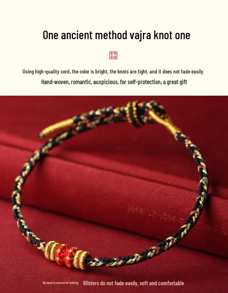 Handmade Year of the Dragon Zodiac Guardian Bracelet - Unisex Benmingnian Rope with Samantabhadra