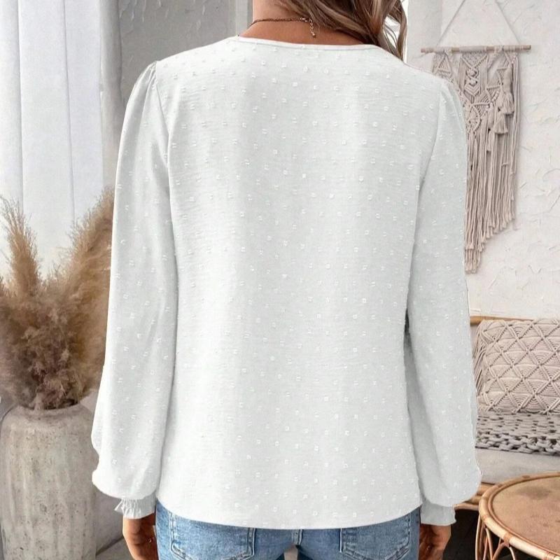 Mote Ny V-hals Blonder Patchwork Langermet Casual Skjorte Dame Topper Elegant Slim Fit Hul Løs Bluser Dame Vintage Street Hvite Skjorter 26625