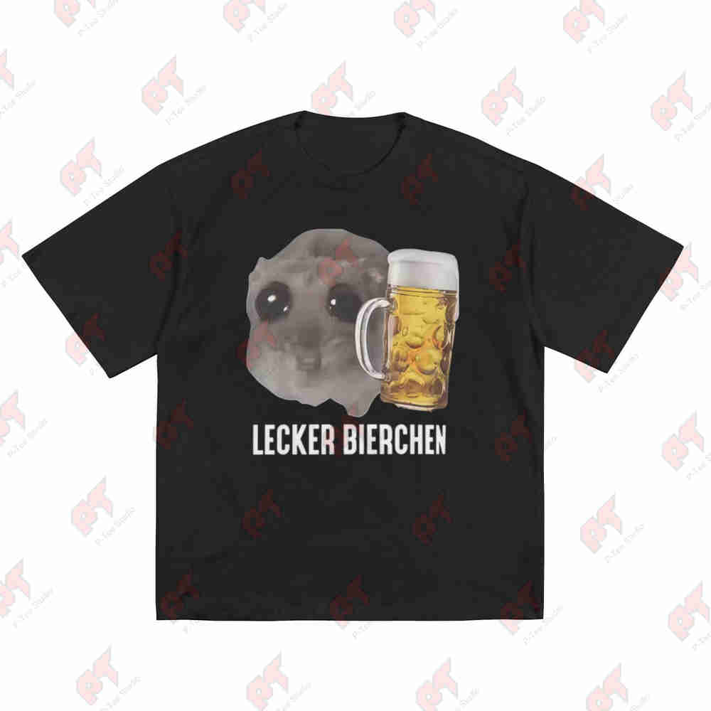 Funny Kawaii Anime Hamster Beer Sad Drinking Short Sleeve Tee 100% Cotton T-Shirt
