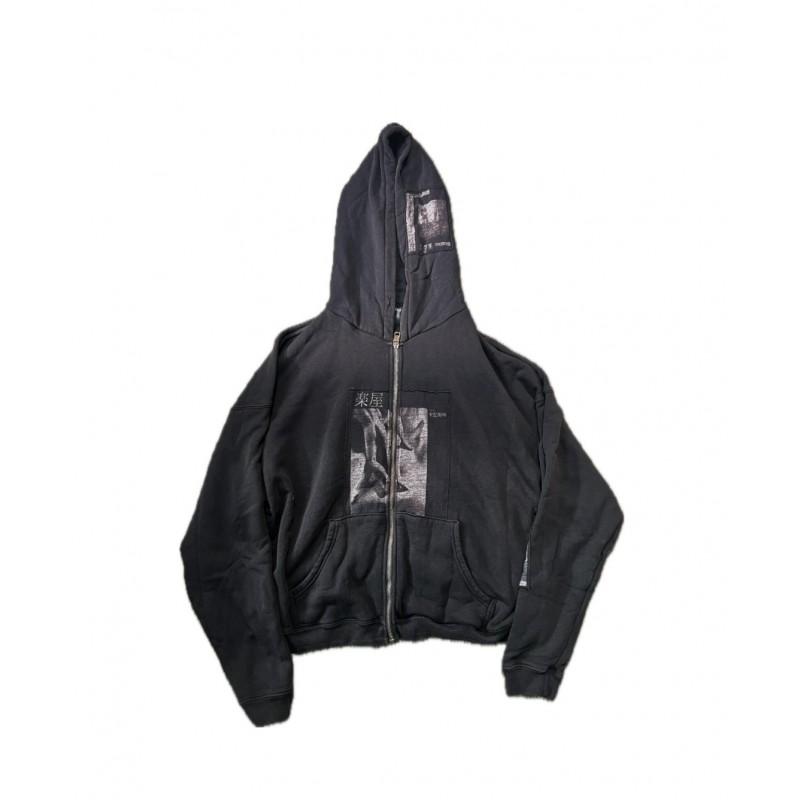 Unisex Vintage Washed Cotton Hoodie With Graphic Print Loose Fit Streetwear