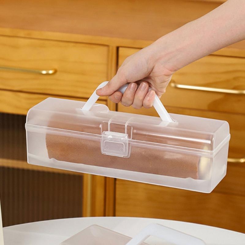 Convenient Kitchen Cakes Organizers Roll Cake Preservation Box Airtight Seal Kitchen Storage Plastic Container