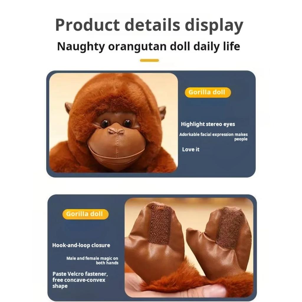 20/30cm Naughty Gorilla Doll Plush Toy Handmade Doll Cartoon Anime Cute Pillow Cushion Home Decoration Children's Birthday G