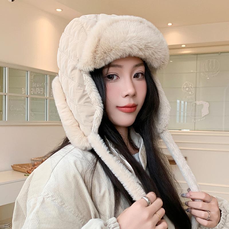 

Зимняя шапка женская флисовая утолщенная теплая шапка модная универсальная для улицы для катания ветрозащитная с защитой ушей average size