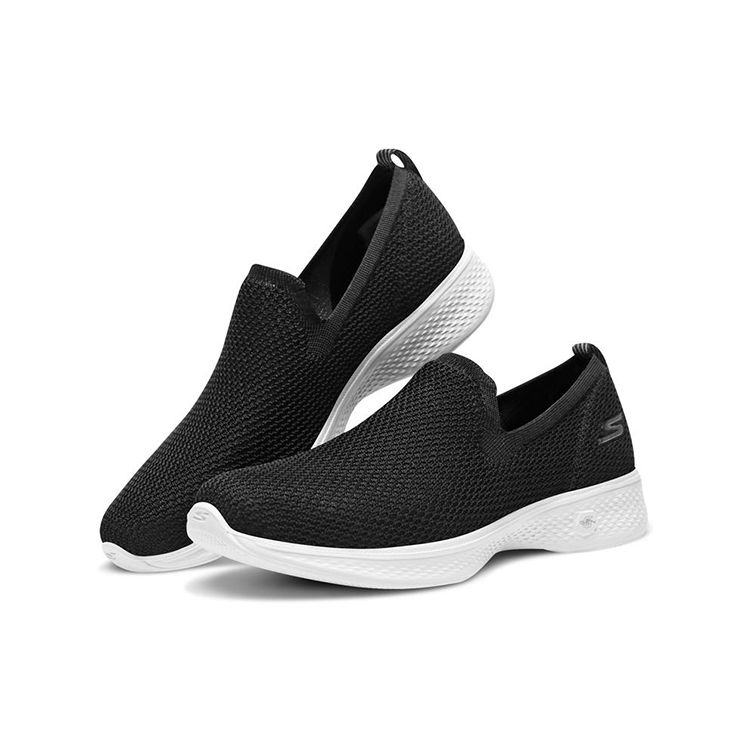 Skechers Go Walk 4 Easy Wear Comfortable Low Top Casual Shoes Women Sneakers Black White 14939-BKW