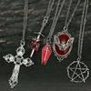 Gothic Punk Bat Heart Star Pendant Necklace With Alloy Chain For Women