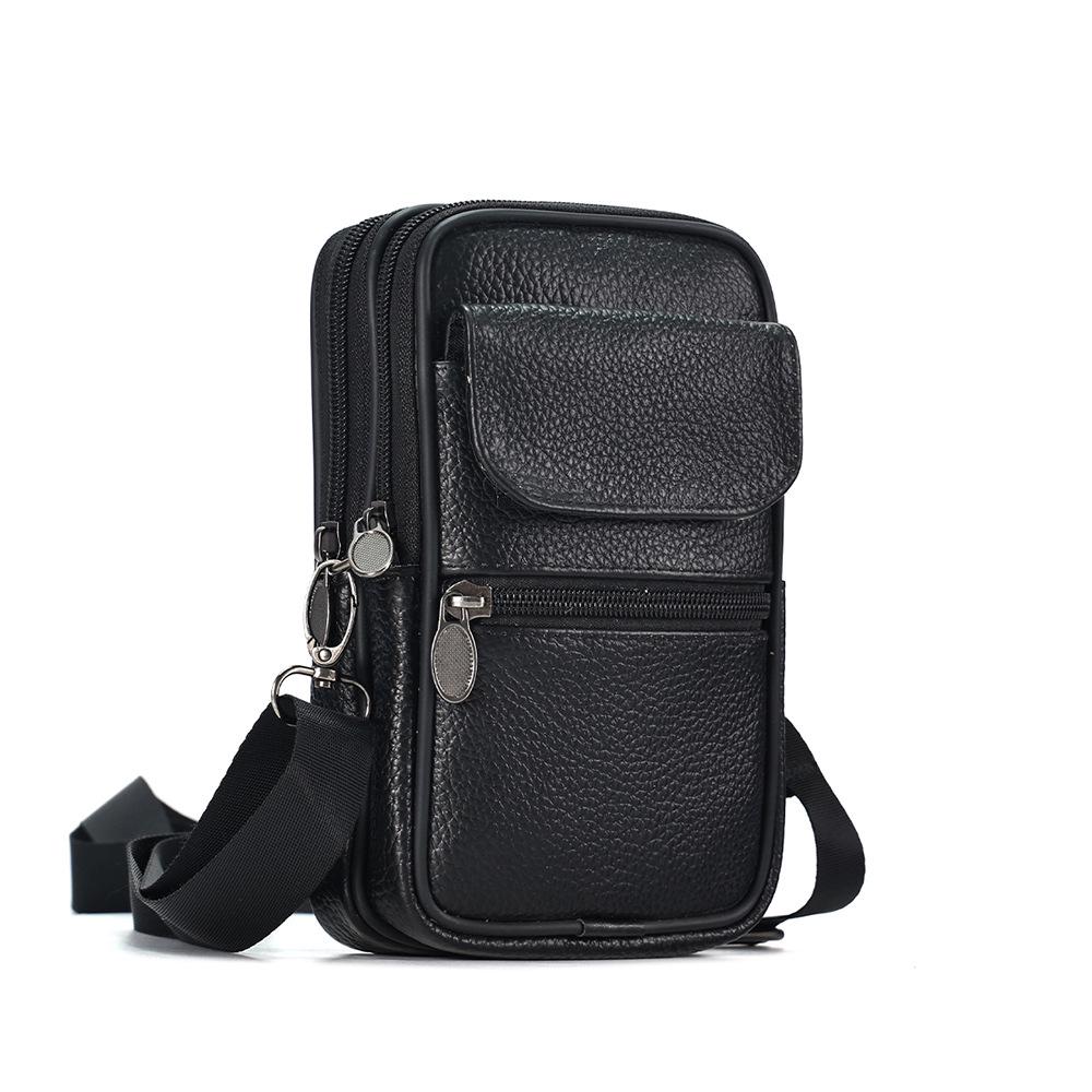 Men's Genuine Leather Crossbody & Waist Bag - Retro Vertical Minimalist Style