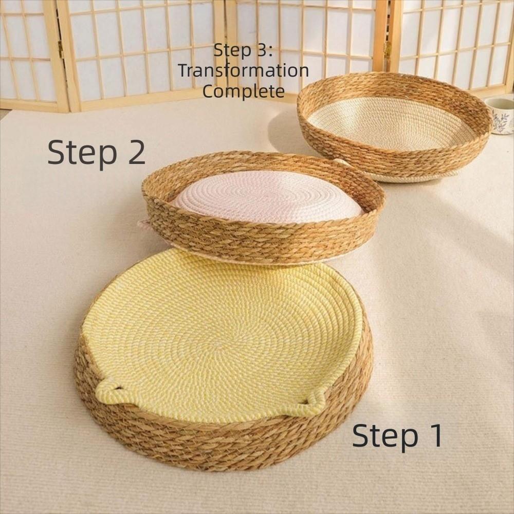 Round Large Woven Cat Bed Wear-Resistant Dog Sleeping Bed Comfortable Pet Sofa Bed  Play Exercise