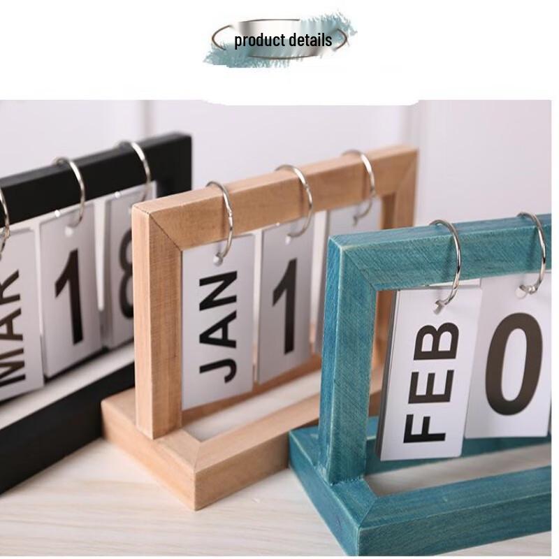 Wooden Flip Perpetual Desk Calendar