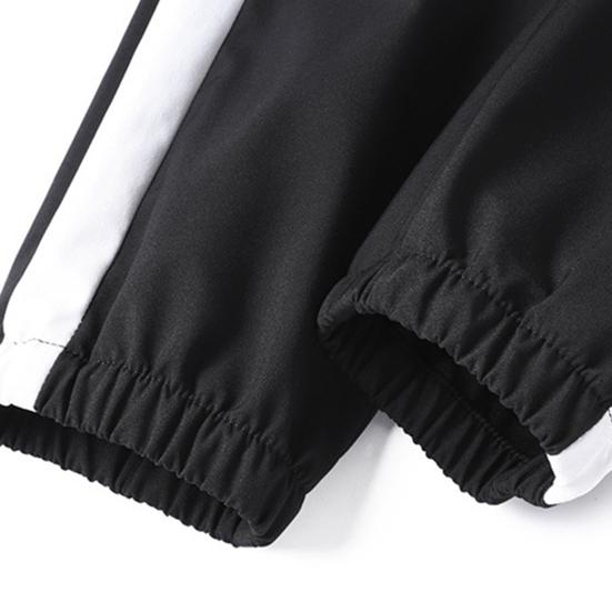 2 Pcs/Set Spring Coat Pants Set Drawstring Hooded Elastic Waist Contrast Color Zipper Warm Young Style Pockets Coat Trousers Suit Jogging Clothes