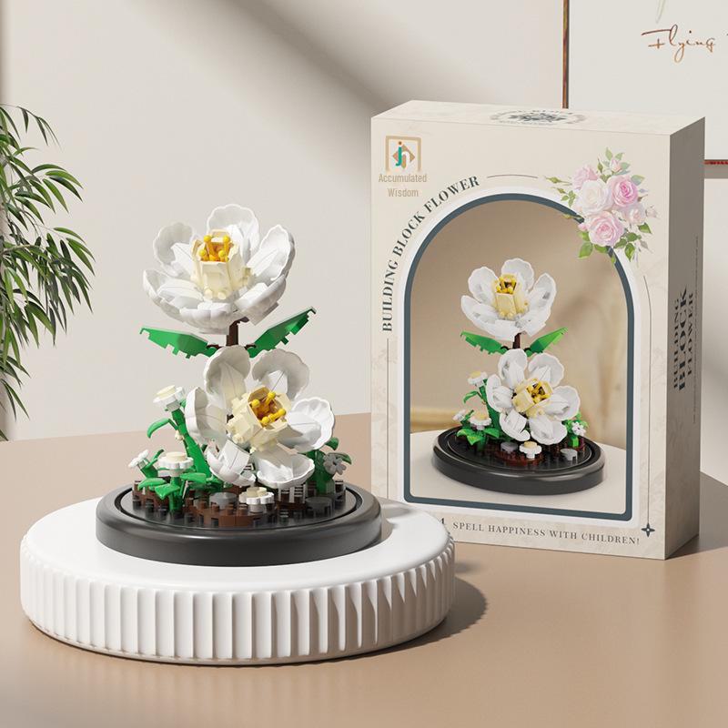 Luminous Micro-Particle Flower Building Blocks - Educational Toy & Gift for Girls