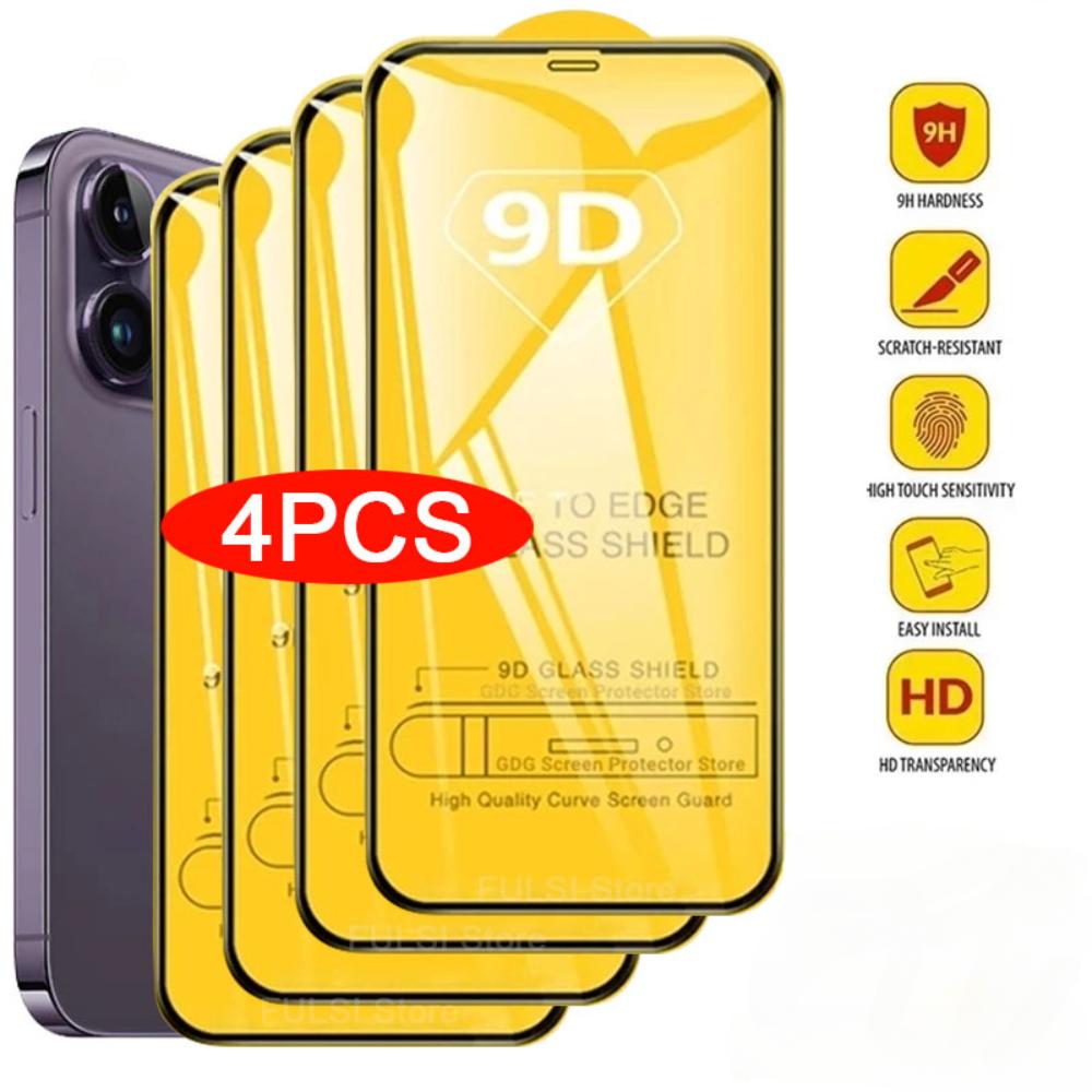 

4 шт. полное покрытие закаленное стекло для iPhone 11 12 13 14 Pro Xs Max Защитная пленка для экрана iPhone X XR 6 7 8 Plus защитное стекло
