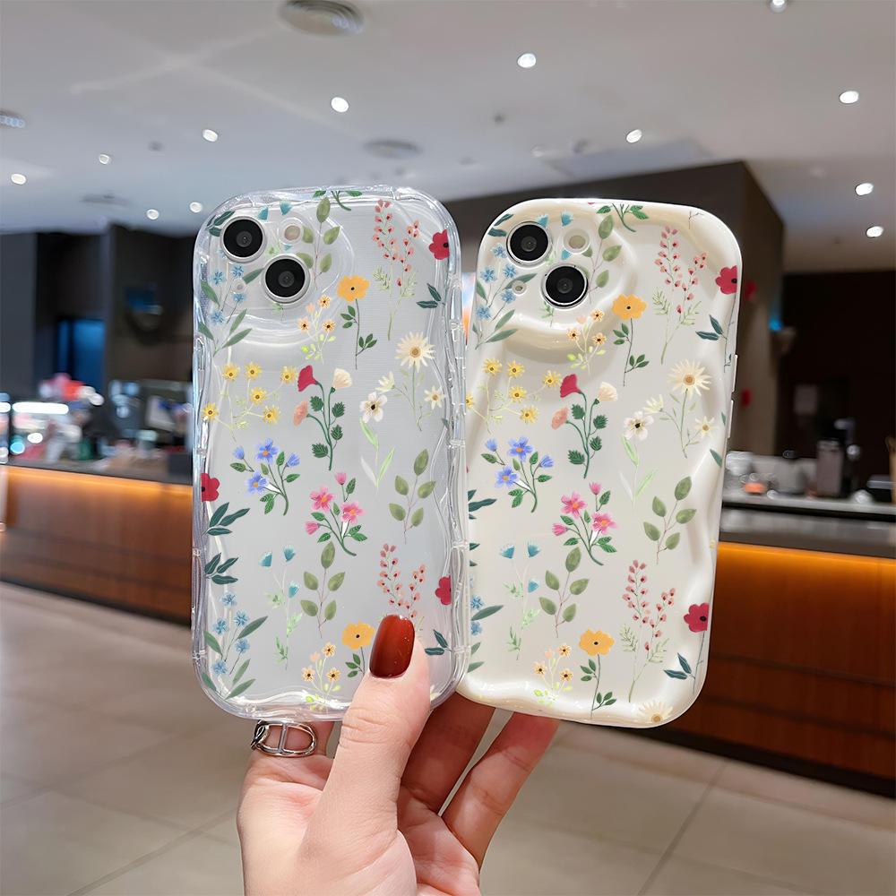 Hot-selling color flower mobile phone case in Europe and America iPhone15 sweet girl silicone soft case Apple 16promax