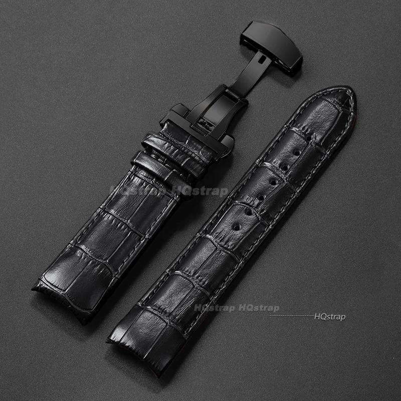 Calfskin Leather Watch Band for Tissot T035 627/407/617 Strap Butterfly Buckle Bracelet Curved End Business Belt 22mm 23mm 24mm