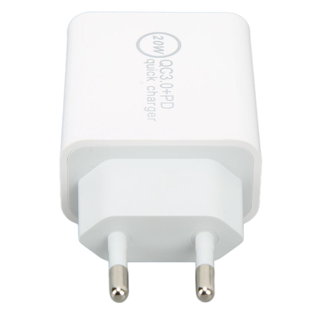 20W QC3.0 PD Quick Charger Dual Port Fast Charging Speed Charger for Dji Avata AC 100‑240V White EU Plug 85x43x24mm