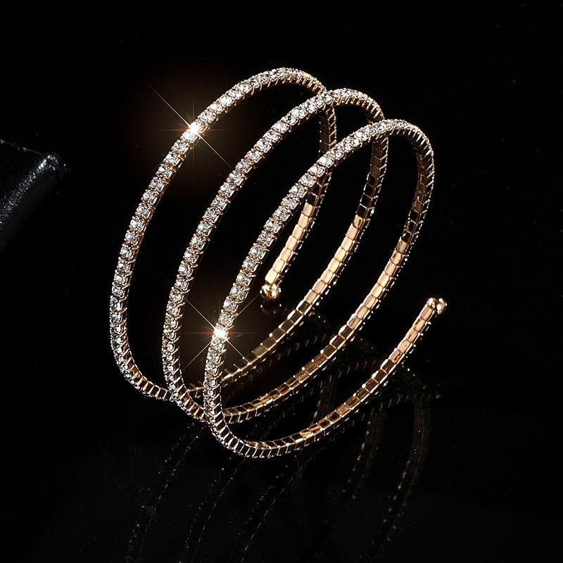 Arm Ring Rhinestone Elastic Bracelet Performance Belly Dance Jewelry Bride Multi-layer Grab Chain Bracelet Women