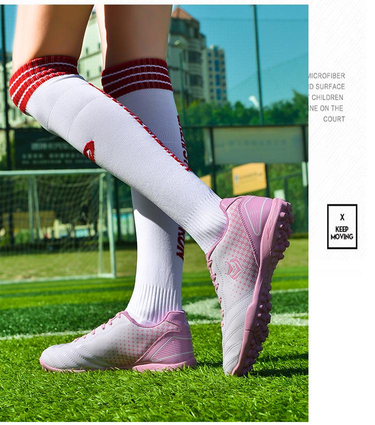 Kids' Pink Football Cleats - Unisex Spike Shoes for Girls & Boys, Korean Style Training