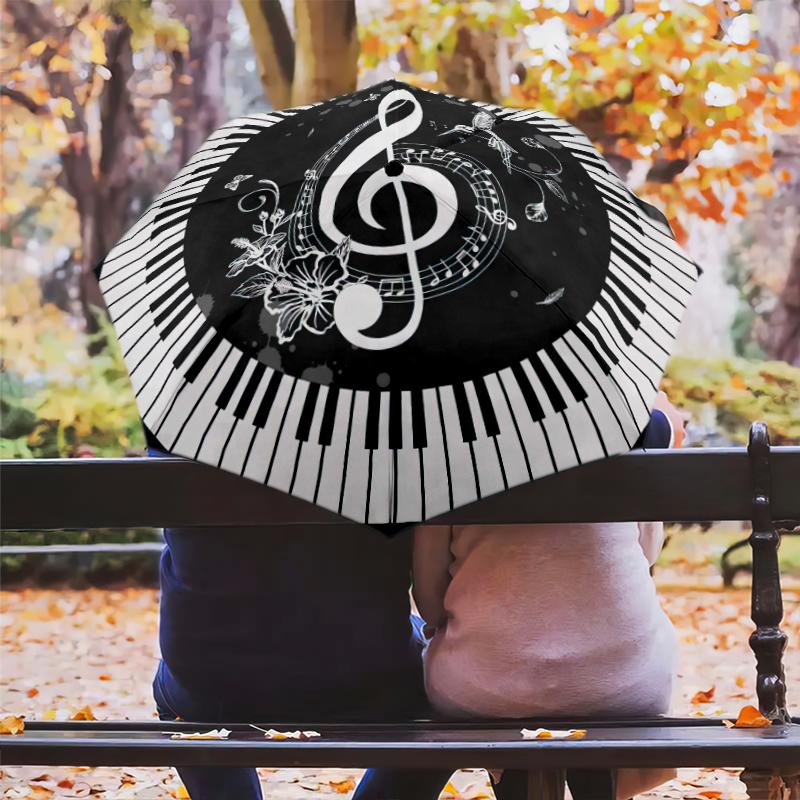1PC Musical notes Umbrella Portable Folding Umbrella Iron Frame Hole Bone Structure Outdoor Home Umbrella A4