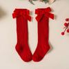 Sweet Kids Red Socks Red Bow Middle Tube Socks Soft Baby Knee High Long Sock  Autumn Winter