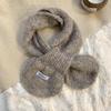 Autumn and Winter Scarf Women's New Versatile Small Ears Solid Color Small Scarf Knitted Wool Cross Scarf