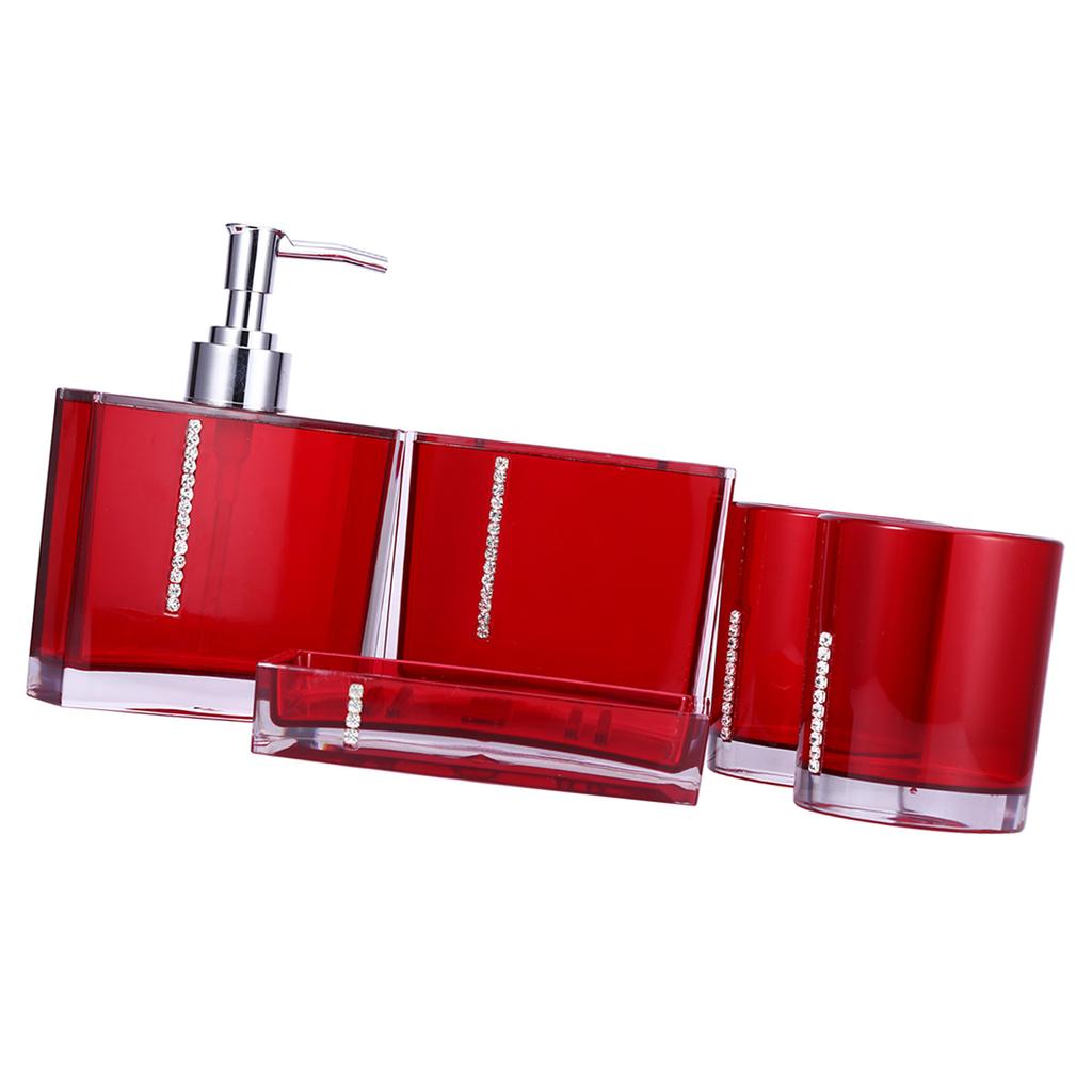Acrylic 5pc Bathroom Accessories Set Bath Cup Bottle Toothbrush Holder Soap Dish