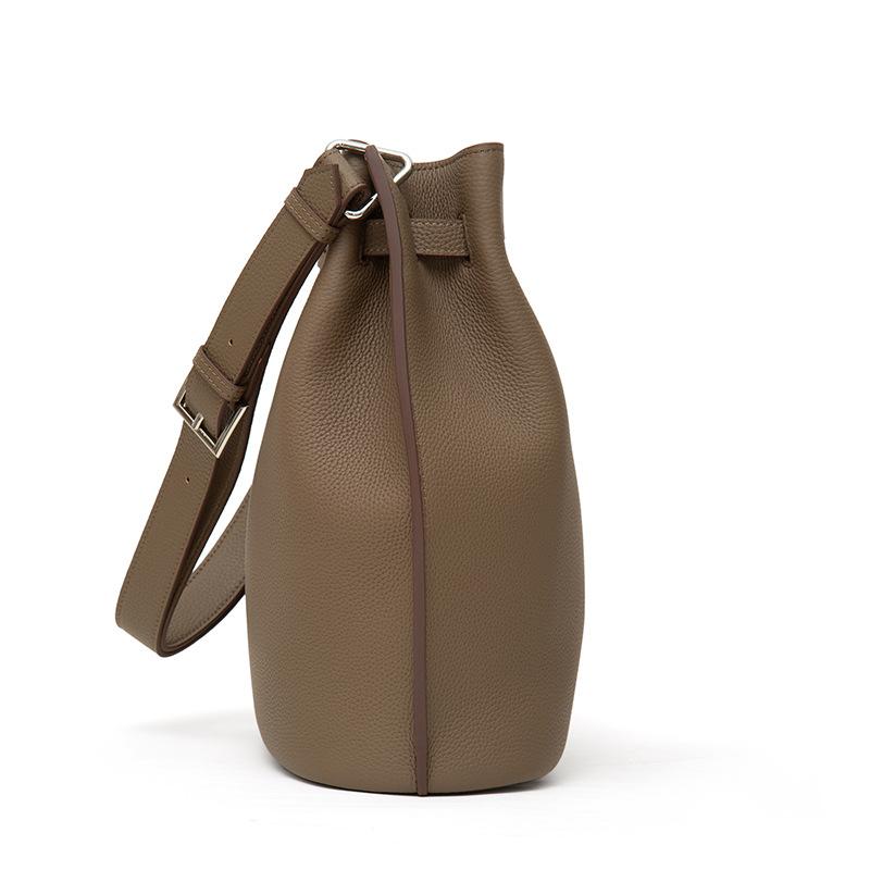 Geantă tip găleată din piele de vacă pentru primul strat, umăr ocazional, piele verticală, geantă de mână pentru femei