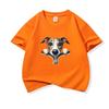Kids Cotton T Shirt Adorable Whippet Dog Zipper Print Crew Neck Short Sleeve Tee Casual Breathable Boys Girls Summer Tops