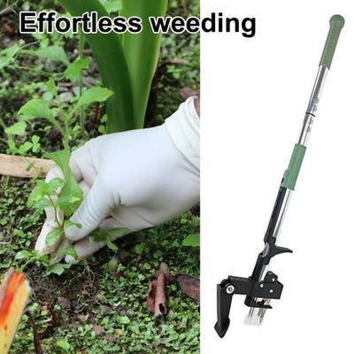 Stand Up Weed Puller Hand Weeding Tool with 4-Claw Steel Head Detachable Handle No Kneeling Garden Weed Remover for Dandelions Clover Lawns