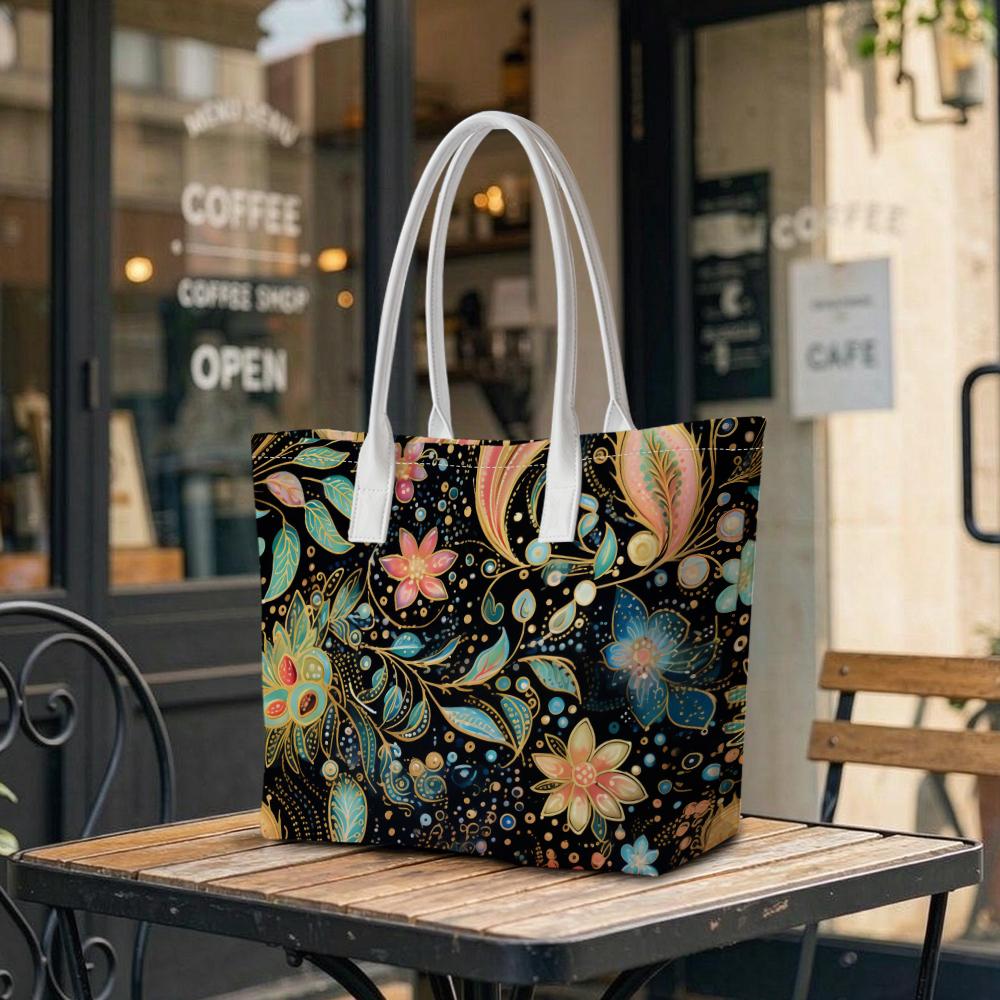 Bohemian Floral Pattern Tote Bag Fashion Large Capacity Shopping Bag Ladies Outdoor Daily Carry Handbag
