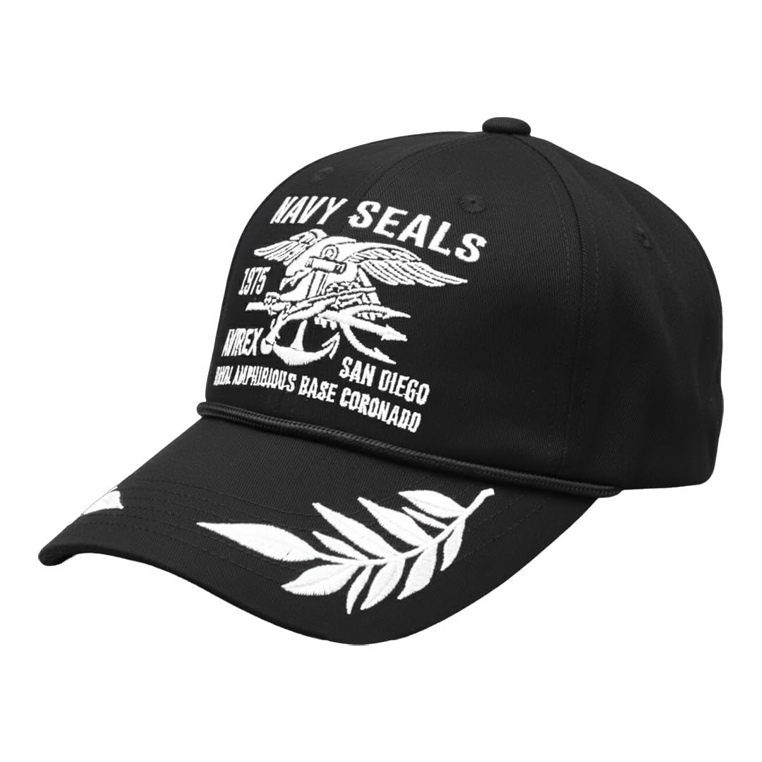 

AVIREX Cap Men s Brand Logo Long Brim Hat American Casual Military AVIREX Navy US NAVY Apollo Cap Cool Stylish black white