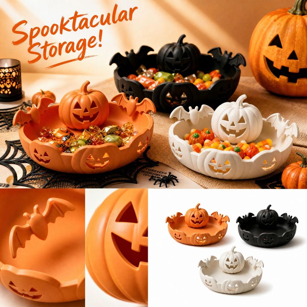 Halloween Pumpkin Storage Box Decorative Desktop for Candy, Jewelry and Small Items