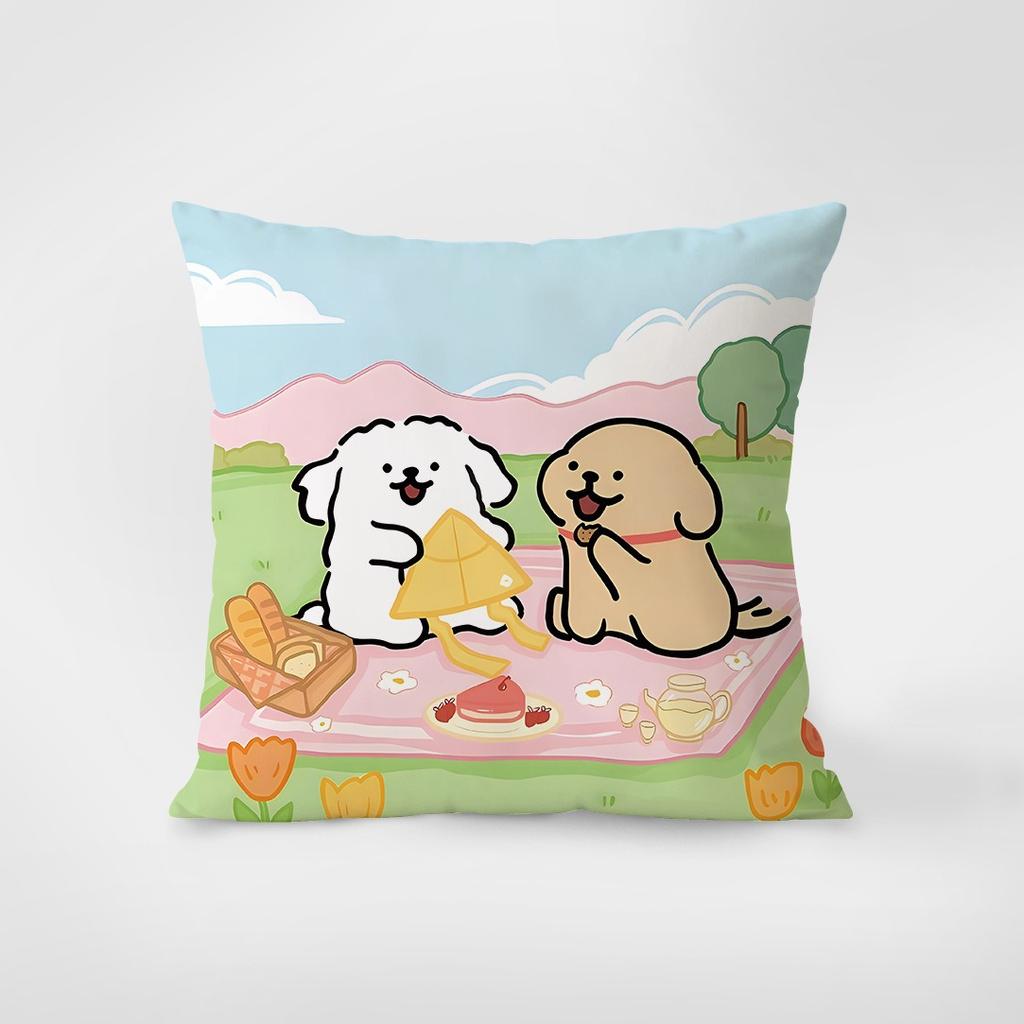 Cute Dog Pattern Pillowcase Interior Decoration Office Living Room Home Pillowcase