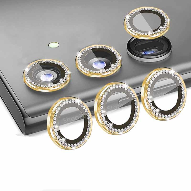 Diamond Camera Ring for Samsung A55 A35 A25 A15 A05 A05S A14 A24 A34 A54 Tempered Glass Camera Lens Protector Alloy Ring Cover