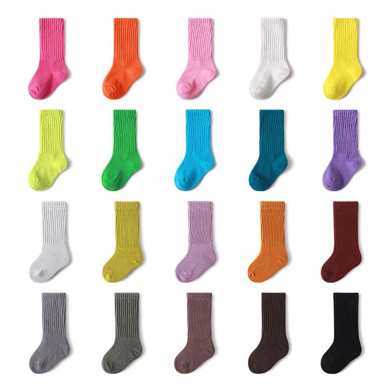Children's Mid-Calf Cotton Socks for Boys and Girls - Spring/Autumn Style, Loose-Top Princess Design, Infant & Student Sports Socks.