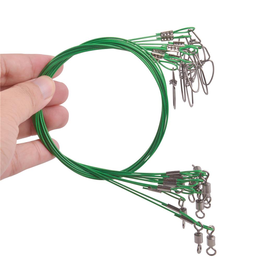 20 Adet 50CM 150LB Balıkçılık Liderleri Tuzlu Su Büyük Oyun Çelik Balıkçılık Tel Lider hattı Fırdöndüler ile Balıkçılık takımı Aksesuarları için