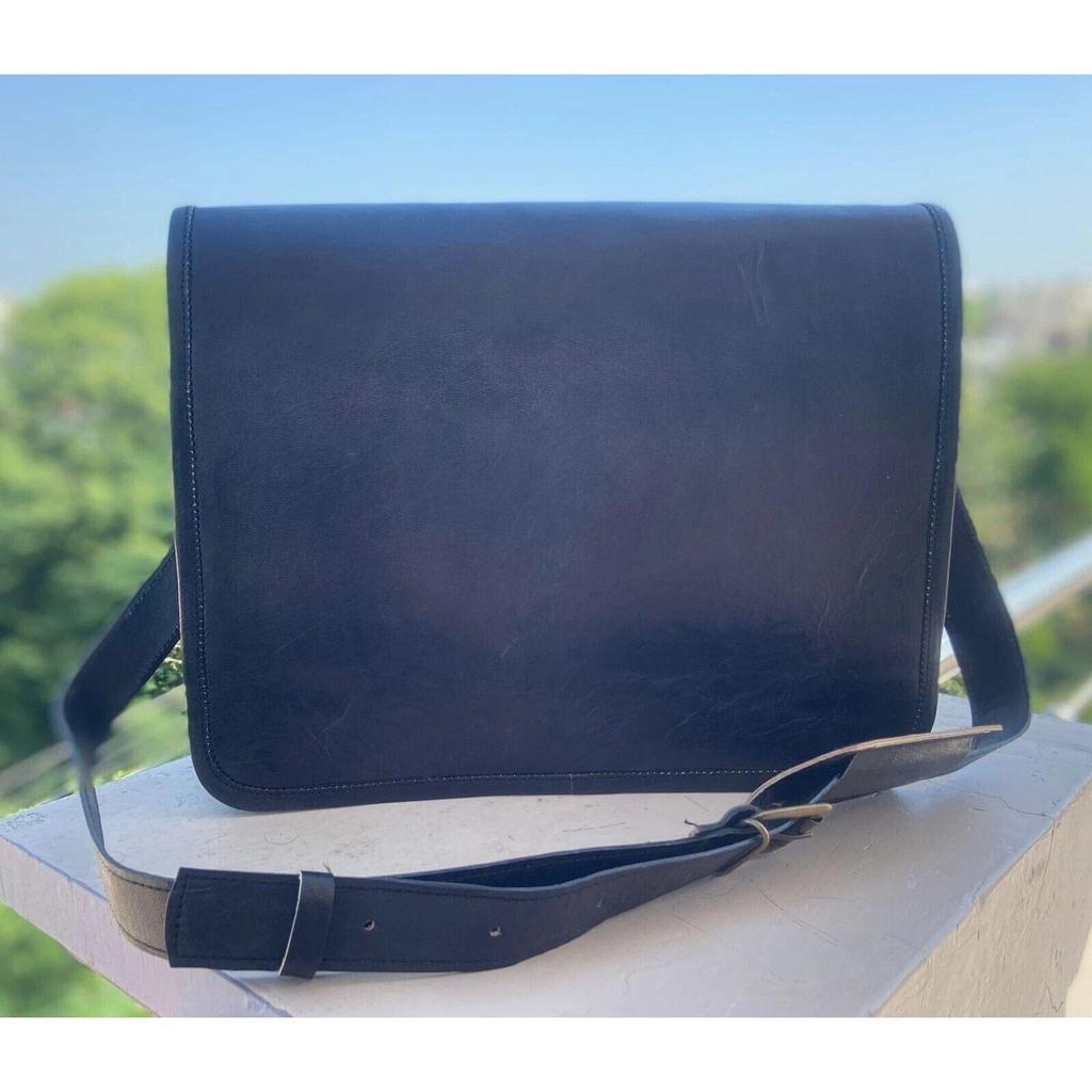 Men's Genuine Vintage Leather" Messenger Laptop Briefcase Satchel Black Bag
