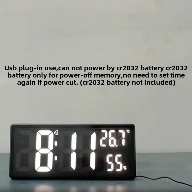 Large Digital Wall Clock Temperature and Humidity Display Night Mode Table Clock 3 Display Modes 12/24H Electronic LED Clock