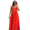European and American summer new sweet and fresh suspender backless pleated dress long dress