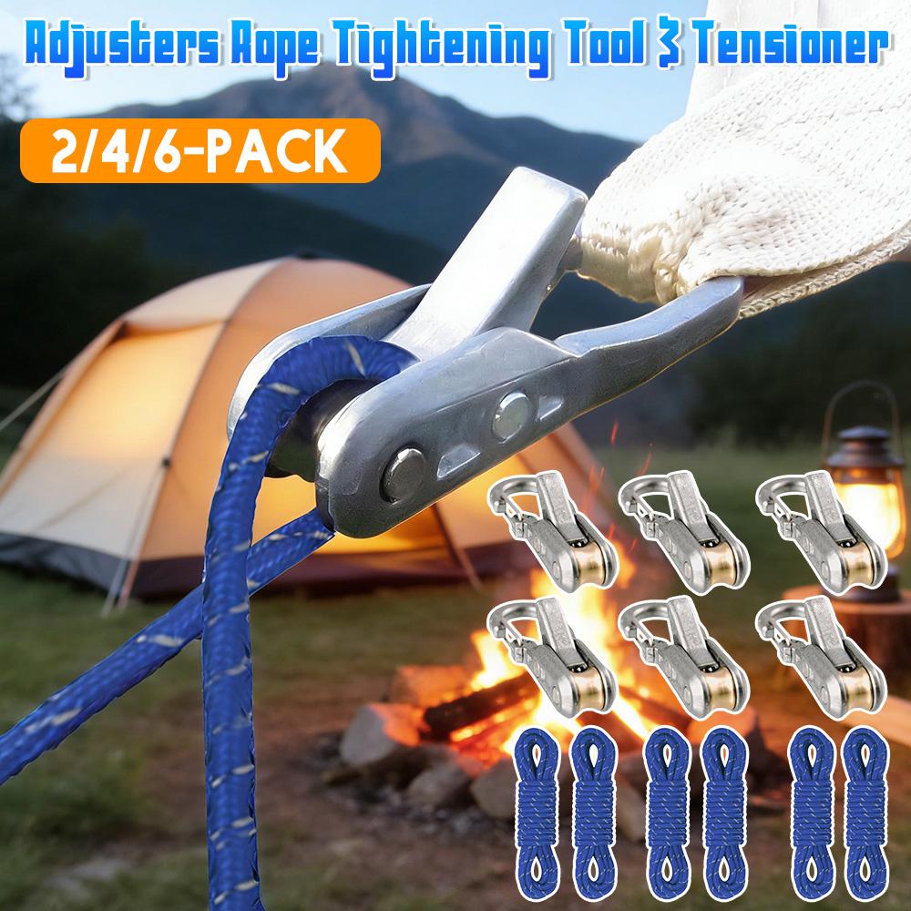 2/4/6-Pack Outdoor Rope Adjuster Heavy-Duty Tie Down Rope Tension Adjuster for Camping Tarps Guy Lines Boating & Outdoor Gear