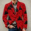 Men's Halloween Printed Corduroy Warm Pocket Blazer Jacket Casual Suit Coat Button Front Long Sleeve Outerwear