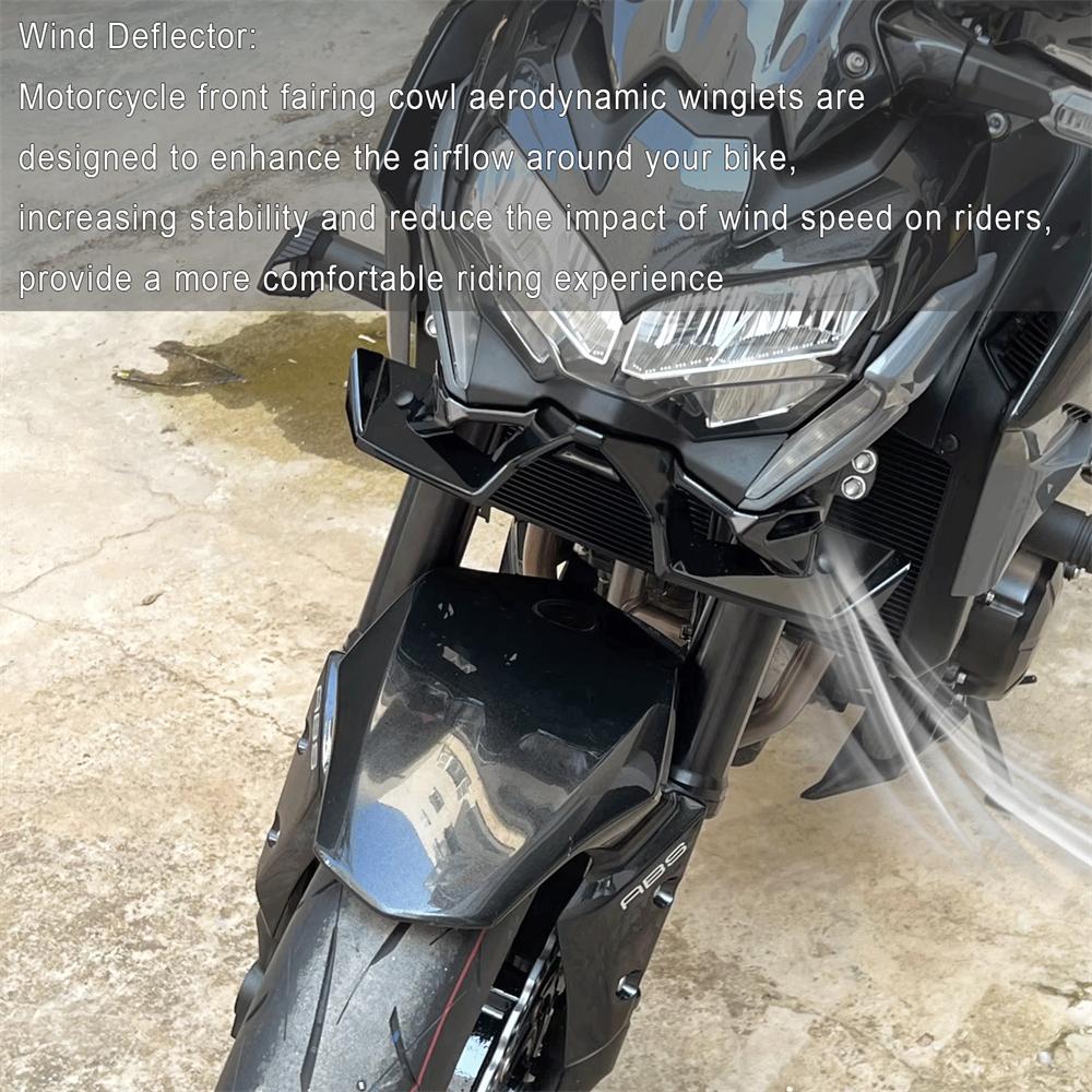 1x Gloss Black Front Spoiler Fairings Wind Deflector For Kawasaki Z900 2020-2024