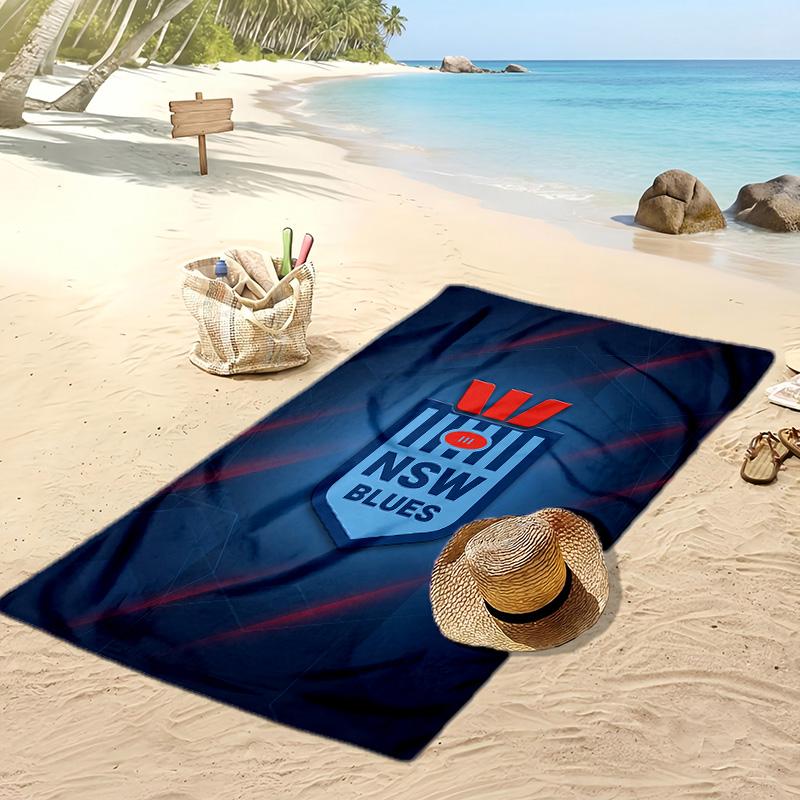 NSW Blues Print Beach Towel Soft Portable Quick?dry Towel For Pool Summer Vacation Outdoor Sport