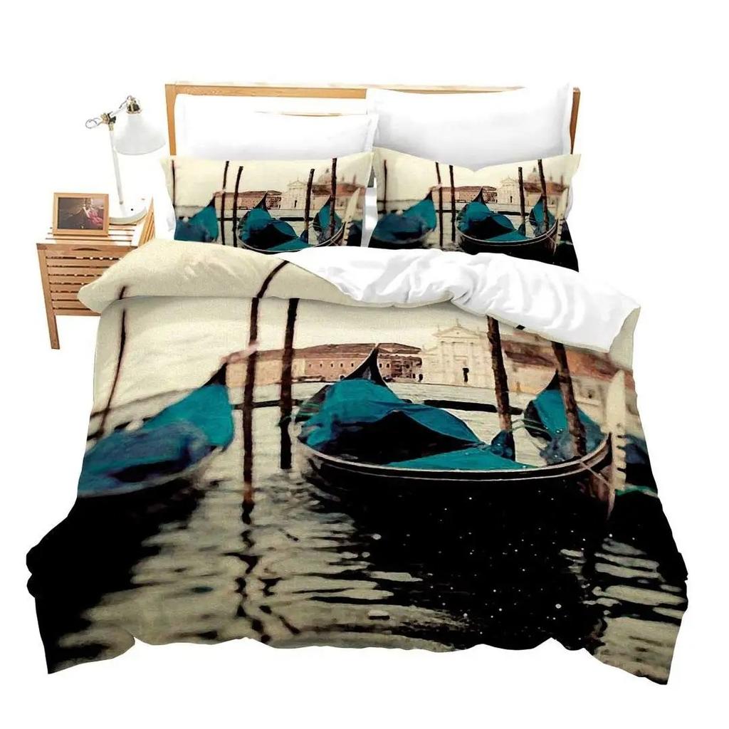 Sailing Ship Pattern Duvet Cover Set 3D Print Boat For Boys Teen Adult Bedding Set Polyester Comforter Cover Full King Twin Size