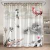 Ink Landscape Shower Curtain Black Bamboo Bird Abstract Mountain Water Chinese Style Bath Curtain Waterproof Home Bathroom Decor