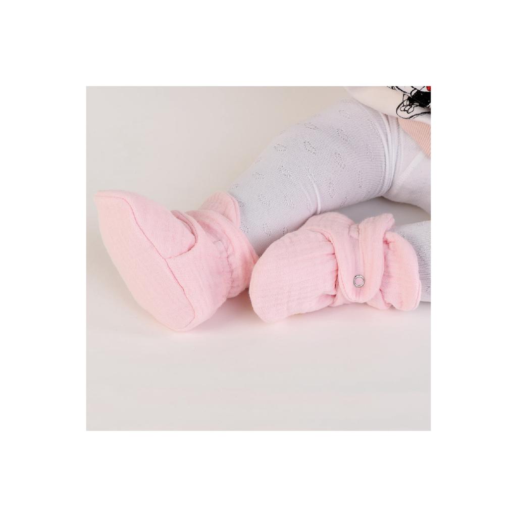 Babyschuhe aus Bio-Baumwoll-Musselin, Hausschuhe für Neugeborene, Beige