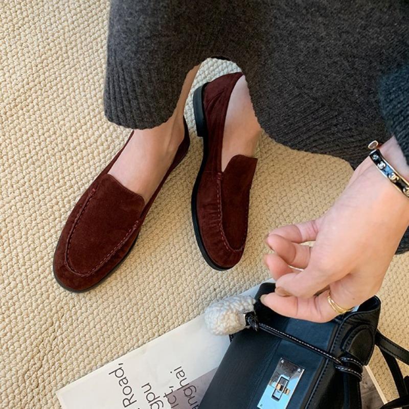 Super Soft Lambskin Thick-soled Women's Leather Retro Not Tired Feet Soft-soled Single Shoes One Pedal Lazy Small Leather Shoes