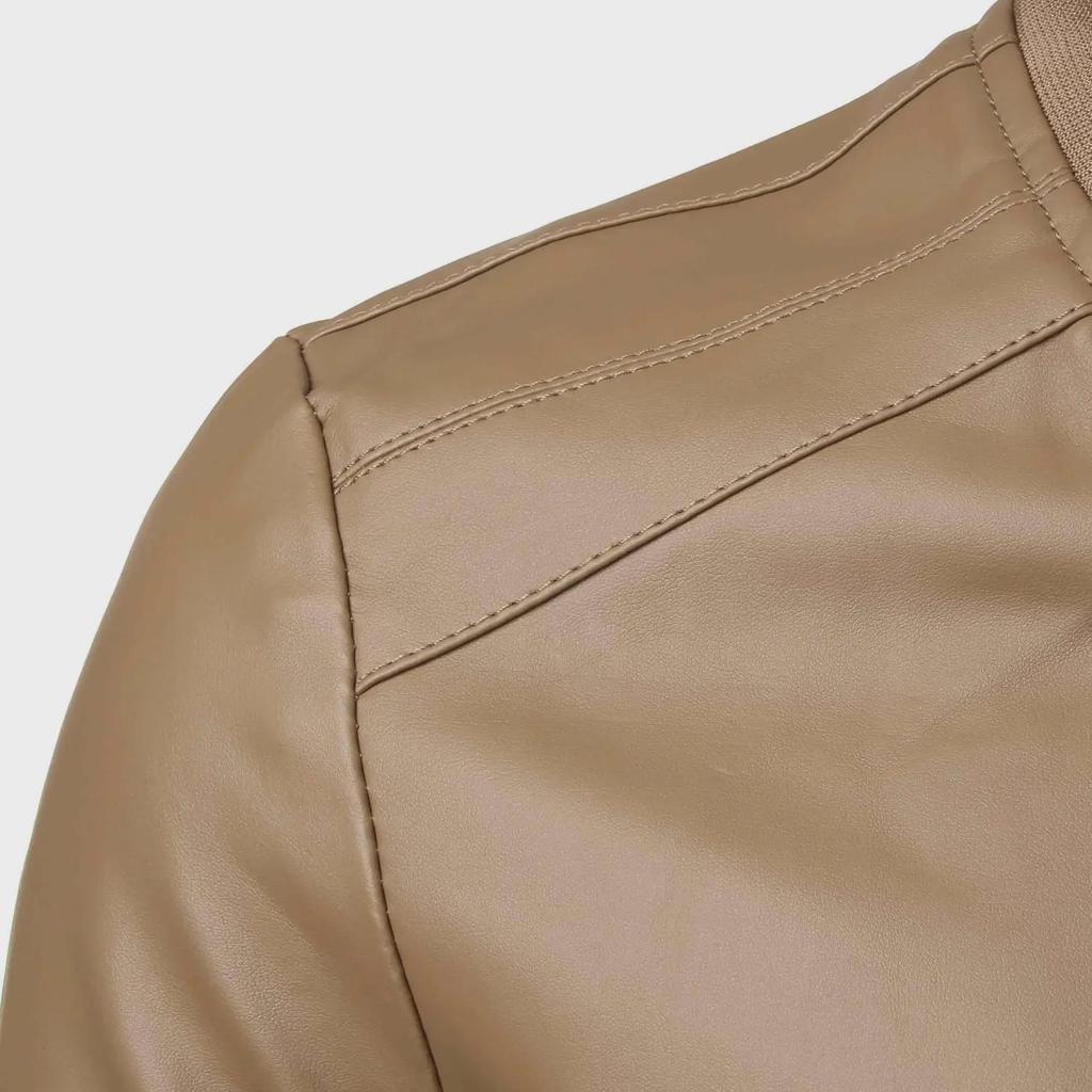 Men's Slim Fit PU Leather Jacket - European Size, Baseball Collar, Autumn/Winter Collection
