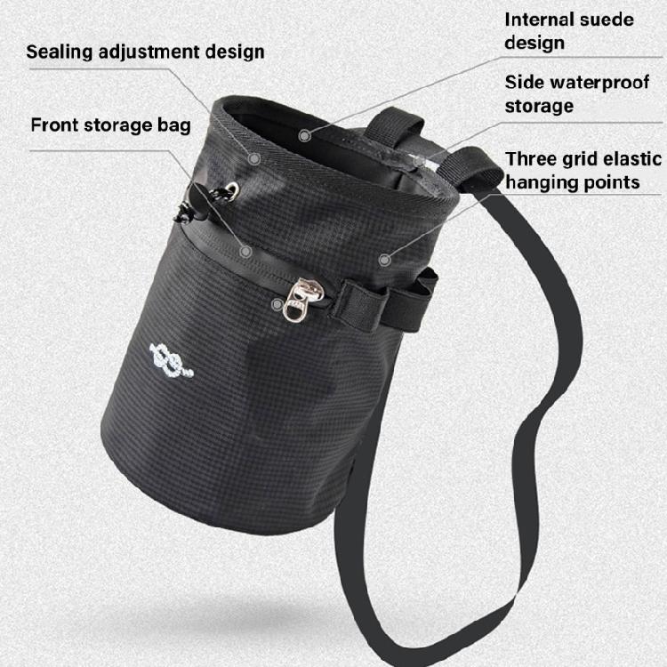 Bouldering Chalk Bag Bucket with Zippers Pocket & Drawstring Closure Adjustable Belt Chalk Bag for Climbing Gymnastics