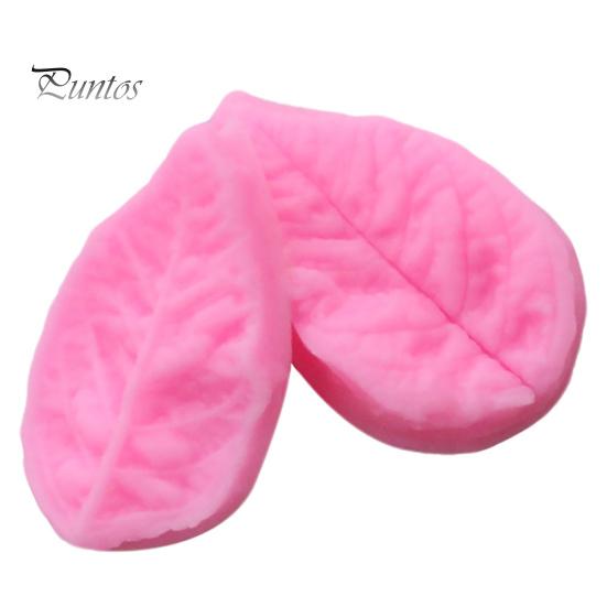2Pcs Leaf Shape DIY Fondant Cake Decorating Chocolate Silicone Mold Baking Tool